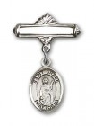 Pin Badge with St. Grace Charm and Polished Engravable Badge Pin