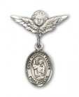 Pin Badge with St. Vincent Ferrer Charm and Angel with Smaller Wings Badge Pin