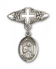 Pin Badge with St. Isaac Jogues Charm and Badge Pin with Cross