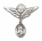 Pin Badge with St. Dorothy Charm and Angel with Larger Wings Badge Pin