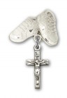 Baby Badge with Crucifix Charm and Baby Boots Pin