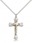 Women's Heart Tip Crucifix Necklace Two-Tone