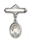 Pin Badge with St. Edith Stein Charm and Polished Engravable Badge Pin