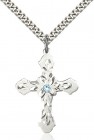 Floral and Petal Cross Pendant with Birthstone Options