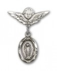 Baby Pin with Miraculous Charm and Angel with Smaller Wings Badge Pin