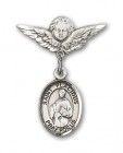 Pin Badge with St. Placidus Charm and Angel with Smaller Wings Badge Pin