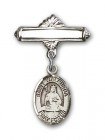 Pin Badge with St. Walburga Charm and Polished Engravable Badge Pin