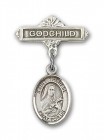 Pin Badge with St. Therese of Lisieux Charm and Godchild Badge Pin