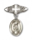 Pin Badge with St. Ronan Charm and Badge Pin with Cross
