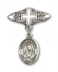 Pin Badge with Mater Dolorosa Charm and Badge Pin with Cross