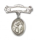 Pin Badge with St. Columbanus Charm and Arched Polished Engravable Badge Pin