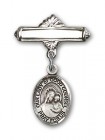 Pin Badge with Our Lady of Good Counsel Charm and Polished Engravable Badge Pin