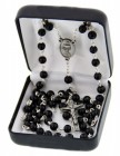 First Communion Black Wood Rosary with Chalice Centerpiece