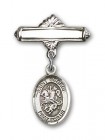 Pin Badge with St. George Charm and Polished Engravable Badge Pin