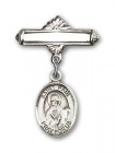 Pin Badge with St. Paul the Apostle Charm and Polished Engravable Badge Pin