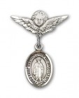 Pin Badge with St. Bartholomew the Apostle Charm and Angel with Smaller Wings Badge Pin