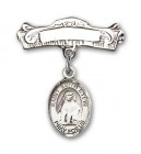 Pin Badge with St. Edith Stein Charm and Arched Polished Engravable Badge Pin