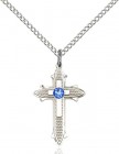 Polished and Textured Cross Pendant with Birthstone Options