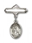 Pin Badge with St. Remigius of Reims Charm and Polished Engravable Badge Pin