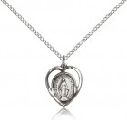 Heart Shape Open-Cut Miraculous Medal Necklace