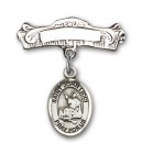 Pin Badge with St. John Licci Charm and Arched Polished Engravable Badge Pin