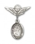 Pin Badge with St. Bernard of Clairvaux Charm and Angel with Smaller Wings Badge Pin