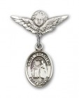 Pin Badge with St. Valentine of Rome Charm and Angel with Smaller Wings Badge Pin