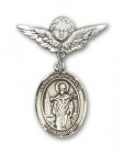 Pin Badge with St. Wolfgang Charm and Angel with Smaller Wings Badge Pin