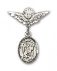 Pin Badge with St. Martin of Tours Charm and Angel with Smaller Wings Badge Pin