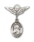 Pin Badge with St. Dorothy Charm and Angel with Smaller Wings Badge Pin