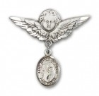 Pin Badge with St. John of the Cross Charm and Angel with Larger Wings Badge Pin