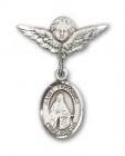 Pin Badge with St. Veronica Charm and Angel with Smaller Wings Badge Pin