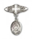 Pin Badge with Our Lady of Olives Charm and Badge Pin with Cross