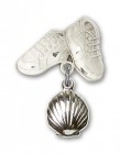 Baby Pin with Shell Charm and Baby Boots Pin
