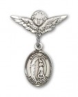 Pin Badge with St. Zoe of Rome Charm and Angel with Smaller Wings Badge Pin