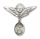 Pin Badge with St. Isaac Jogues Charm and Angel with Larger Wings Badge Pin