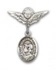 Pin Badge with St. Elizabeth Ann Seton Charm and Angel with Smaller Wings Badge Pin