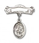 Pin Badge with Lord Is My Shepherd Charm and Arched Polished Engravable Badge Pin