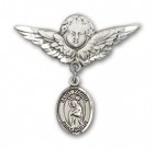 Pin Badge with St. Regina Charm and Angel with Larger Wings Badge Pin