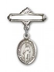 Pin Badge with St. Catherine of Alexandria Charm and Polished Engravable Badge Pin