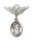 Pin Badge with St. Christina the Astonishing Charm and Angel with Smaller Wings Badge Pin