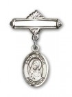 Pin Badge with St. Monica Charm and Polished Engravable Badge Pin