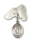 Pin Badge with St. Barbara Charm and Baby Boots Pin