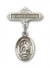 Pin Badge with St. Charles Borromeo Charm and Godchild Badge Pin