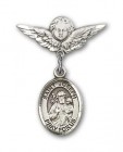 Pin Badge with St. Joseph Charm and Angel with Smaller Wings Badge Pin
