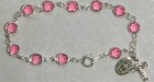 Sterling Silver Rosary Bracelet with Pink Austrian Crystal Beads