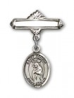 Pin Badge with St. Regina Charm and Polished Engravable Badge Pin