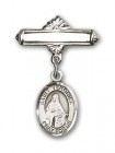 Pin Badge with St. Veronica Charm and Polished Engravable Badge Pin