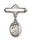 Pin Badge with St. Jude Thaddeus Charm and Polished Engravable Badge Pin