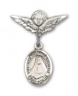 Pin Badge with St. Rose Philippine Charm and Angel with Smaller Wings Badge Pin